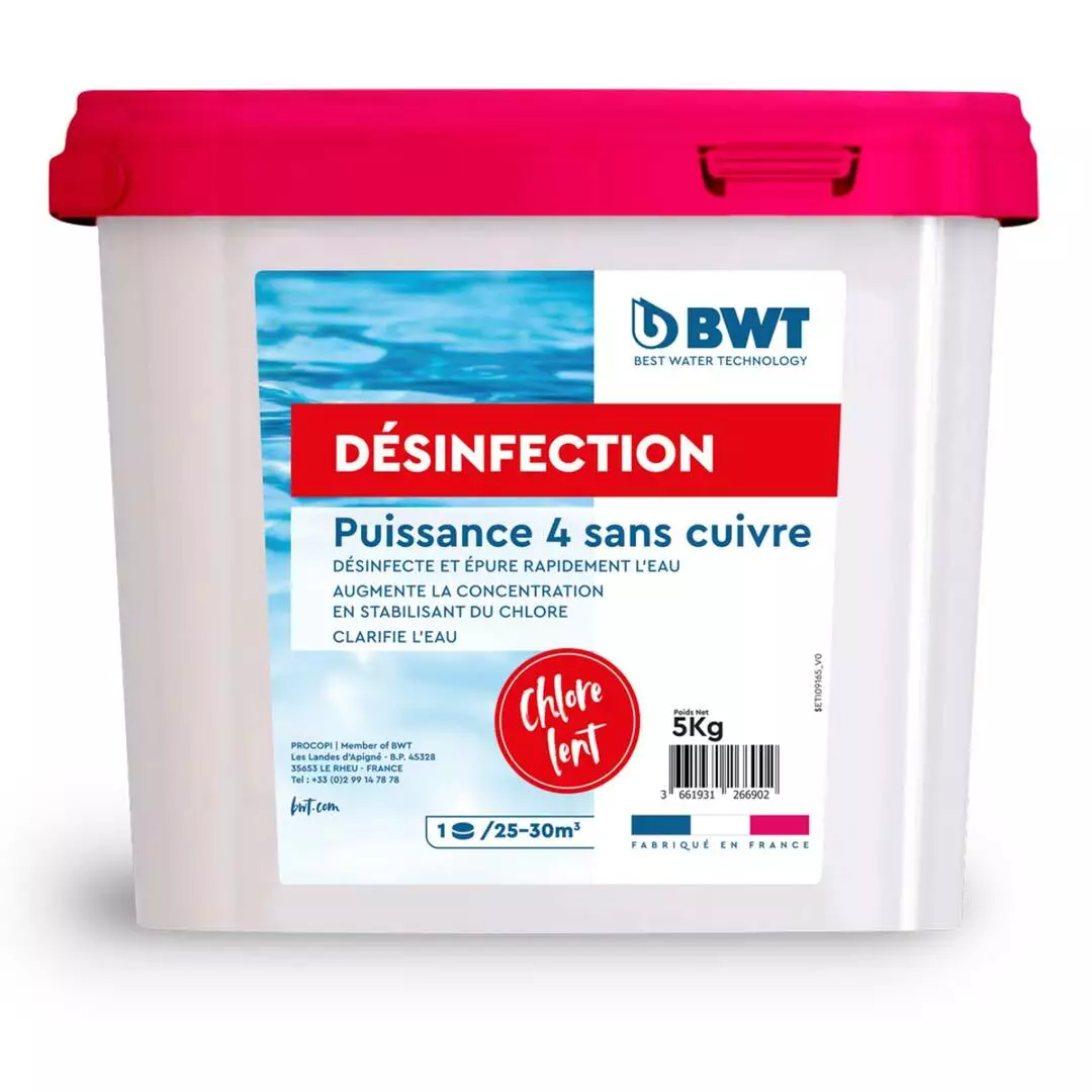 Chlore Lent Multifonctions 5kg - Puissance 4 BWT 1 Chlore Lent Multifonctions 5kg - Puissance 4 BWT